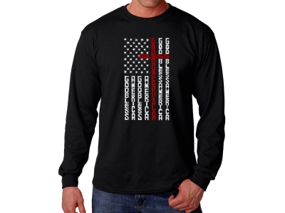 LA Pop Art Cross Flag - Men's Word Art Long Sleeve T-Shirt, Medium, Black