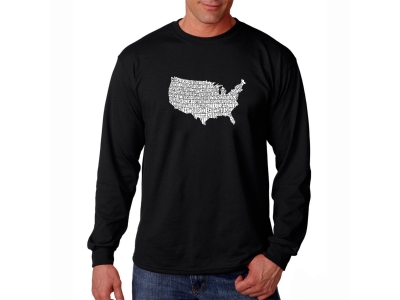 LA Pop Art Men's Word Art Long Sleeve T-shirt - THE STAR SPANGLED BANNER, XXXL, Black