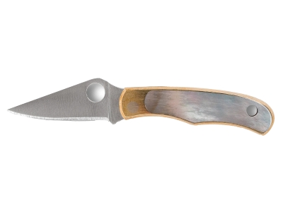 Spyderco 1.25" Pocket Knife 12C27 Blade Abalone Nickel Handle