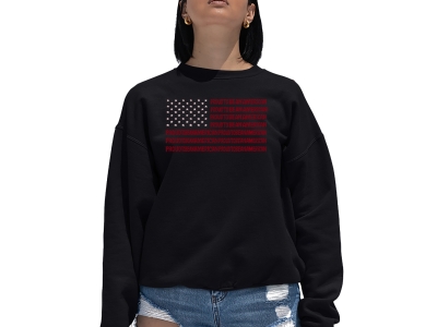 LA Pop Art Proud To Be An American - Women's Word Art Crewneck Sweatshirt
