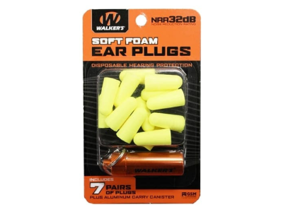 Walkers Foam Ear Plugs with Carry Canister - 7 Pairs