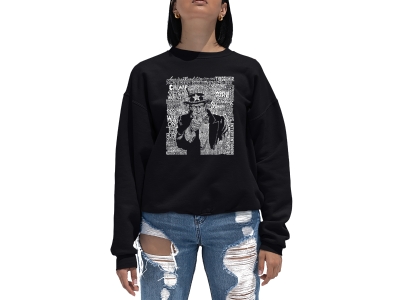 LA Pop Art Women's Word Art Crewneck Sweatshirt - UNCLE SAM, XXL, Black