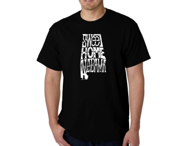 LA Pop Art Men's Word Art T-shirt - Sweet Home Alabama, Extra Large, Black