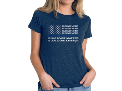 LA Pop Art Women's Premium Blend Word Art T-shirt - Blue Lives Matter, Large, Navy Blue