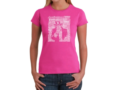 LA Pop Art Women's Word Art T-Shirt - UNCLE SAM, Large, Pink
