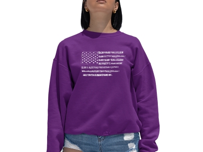 LA Pop Art Women's Word Art Crewneck Sweatshirt - Glory Hallelujah Flag