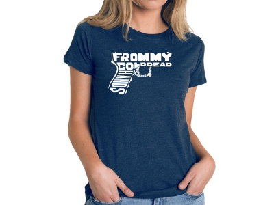 LA Pop Art Women's Premium Blend Word Art T-shirt - Out of My cold Dead Hands Gun, Small, Navy Blue