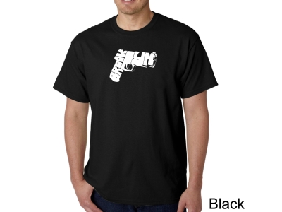 LA Pop Art Men's Word Art T-shirt - BROOKLYN GUN, Large, Black