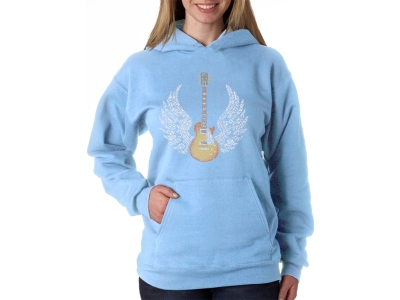LA Pop Art Women's Word Art Hooded Sweatshirt -LYRICS TO FREEBIRD, Medium, Blue