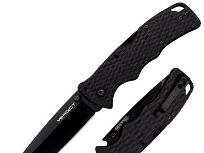 Cold Steel Verdict Folding Knife, Black, Ambidextrous, Manual