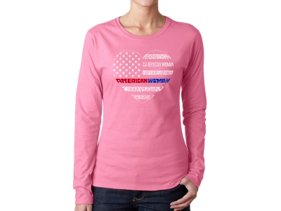 LA Pop Art Women's Word Art Long Sleeve T-Shirt - American Woman