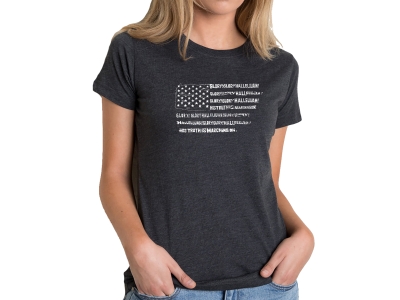 LA Pop Art Women's Premium Blend Word Art T-shirt - Glory Hallelujah Flag, XXL, Black