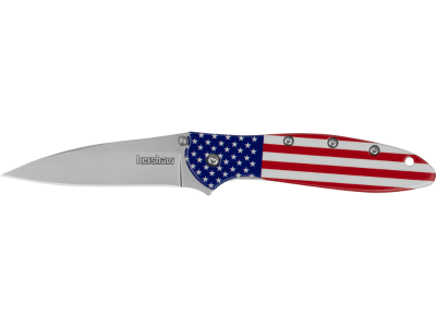Kershaw 3" 14C28N Drop Point Blade Red White Blue Flag Handle