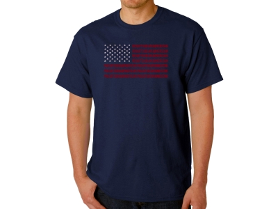 LA Pop Art Proud To Be An American - Men's Word Art T-Shirt, 4XL, Navy Blue