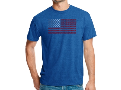 LA Pop Art Proud To Be An American - Men's Premium Blend Word Art T-Shirt, XXXL, Royal Blue