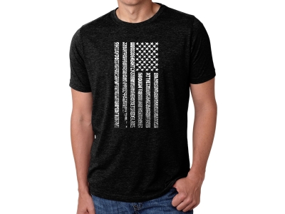 LA Pop Art Men's Premium Blend Word Art T-shirt - National Anthem Flag, Medium, Black