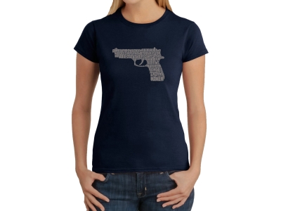 LA Pop Art Women's Word Art T-Shirt - RIGHT TO BEAR ARMS, Extra Large, Navy Blue