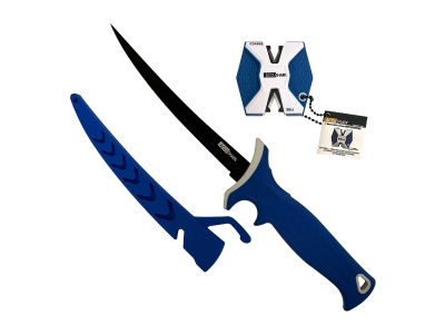 AccuSharp 6.5" Fillet Knife w/Sharpener Blue Handle Set
