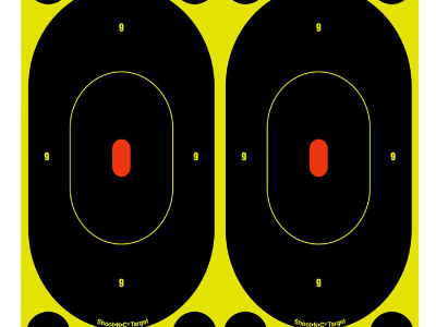 Birchwood  Shoot-N-C Reactive Target  7" Oval Silhouette, Black/Yellow, 60
