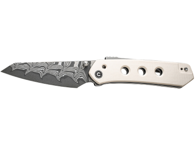 Civivi 3.54" Folding Reverse Tanto Knife Damascus Ivory G10 Handle