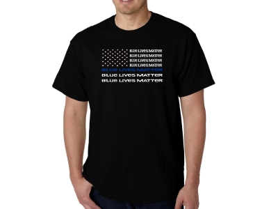 LA Pop Art Men's Word Art T-shirt - Blue Lives Matter, Small, Black