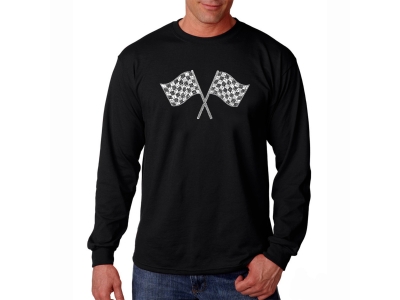 LA Pop Art Men's Word Art Long Sleeve T-shirt - RACE TRACKS