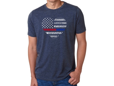 LA Pop Art Men's Premium Blend Word Art T-shirt - American Woman, Small, Navy Blue