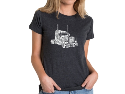 LA Pop Art Women's Premium Blend Word Art T-shirt - KEEP ON TRUCKIN', Large, Black