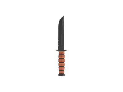Ka-Bar " Fixed Serrated Knife 1095 Steel Brown Leather Handle