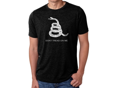 LA Pop Art Men's Premium Blend Word Art T-shirt - DONT TREAD ON ME, Small, Black