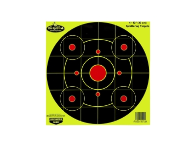 Birchwood  Dirty Bird 12" Bullseye Paper Hanging Pistol/Rifle Black/Yellow, 25