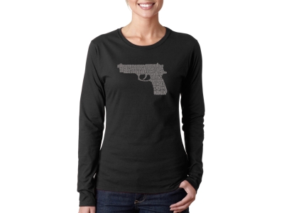 LA Pop Art Women's Word Art Long Sleeve T-Shirt - RIGHT TO BEAR ARMS, Extra Large, Black