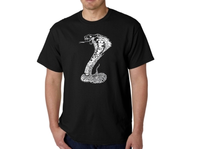 LA Pop Art Men's Word Art T-shirt - Types of Snakes, Extra Large, Black