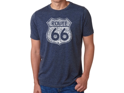 LA Pop Art Men's Premium Blend Word Art T-shirt - Route 66 - Life is a Highway, XXXL, Navy Blue