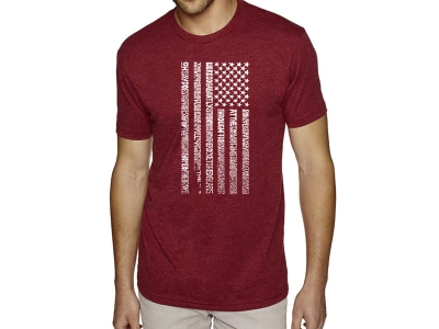 LA Pop Art Men's Premium Blend Word Art T-shirt - National Anthem Flag, Medium, Red