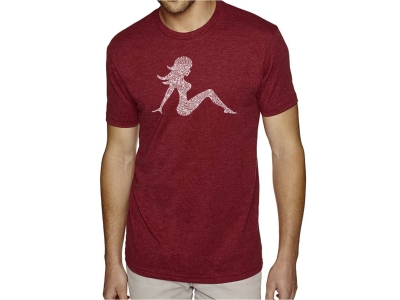 LA Pop Art Men's Premium Blend Word Art T-shirt - MUDFLAP GIRL, XXXL, Red