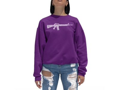 LA Pop Art Women's Word Art Crewneck Sweatshirt - RIFLEMANS CREED, Small, Purple