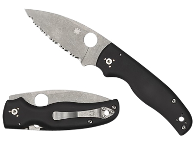 Spyderco 3.58" Serrated CPM S30V Folding Knife Black G10 Handle