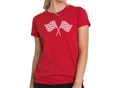 LA Pop Art Women's Premium Blend Word Art T-shirt - RACE TRACKS, XXL, Red