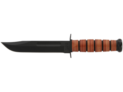 Ka-Bar 7" Fixed Blade 1095 Steel Knife Brown Leather Handle