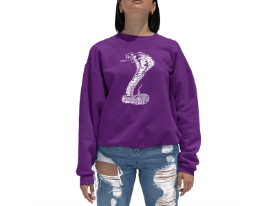 LA Pop Art Women's Word Art Crewneck Sweatshirt - Types of Snakes, Extra Large, Purple
