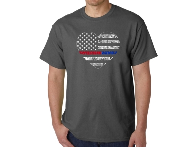 LA Pop Art Men's Word Art T-shirt - American Woman, XXXL, Grey