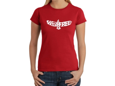 LA Pop Art Women's Word Art T-Shirt - Wild and Free Eagle