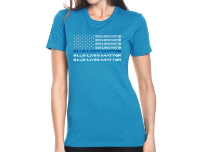LA Pop Art Women's Premium Blend Word Art T-shirt - Blue Lives Matter, Large, Turquoise