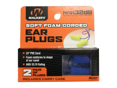 Walkers 2 Pairs Blue Corded Foam Plugs With Plastic Case