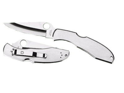 Spyderco 3.85" VG-10 Blade Satin Stainless Steel Handle Folding Knife