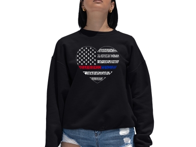 LA Pop Art Women's Word Art Crewneck Sweatshirt - American Woman, 4XL, Black