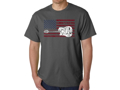 LA Pop Art America Rocks - Men's Word Art T-Shirt, Extra Large, Grey