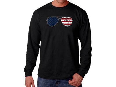 LA Pop Art Americana Sunglasses - Men's Word Art Long Sleeve T-Shirt, Small, Black