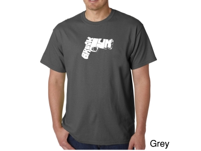 LA Pop Art Men's Word Art T-shirt - BROOKLYN GUN, Medium, Grey